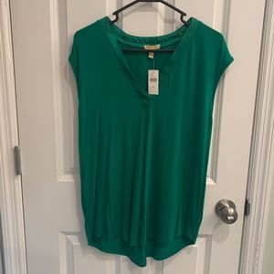 Anthropologie Bordeaux Emerald Green V-Neck top NWT